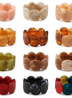 minimalist 宽版acrylic bracelet 半圆弹力线bracelet  fashion