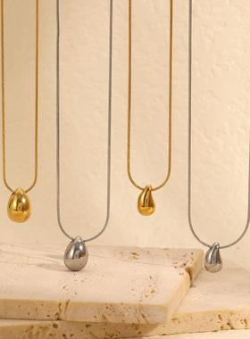 minimalist 百搭water droplet necklace 女ins风不褪色不锈钢cla