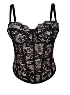 new hottie 黑色蕾丝内搭straps 高级感外穿塑身聚拢鱼骨胸衣