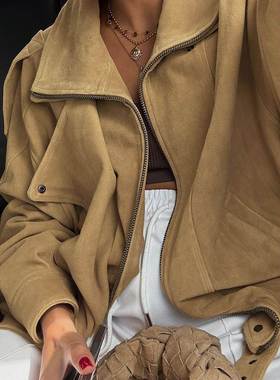autumn and winternew美式磨砂绒夹克coat女设计感temperamentfas