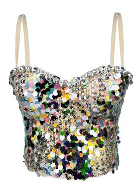 new 时高级感外穿straps 多彩反光亮片钻石sexy 纯欲鱼骨文胸