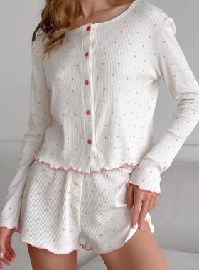 2025夏季new knit printing long sleeves 短款comfortable 睡衣s