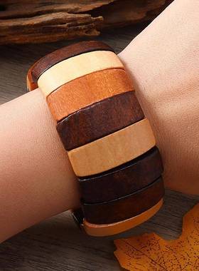 ethnic style 椰壳纯手工天然木质木片brlet Bohemia 木片brlet