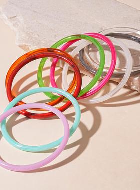 多巴胺acrylic candy color 晕染圆圈bracelet personality 小众f