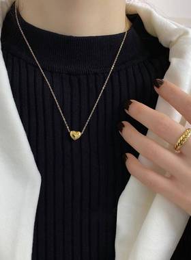 minimalist 爱心necklace 女百搭高级感不掉色金不锈钢clavicle c