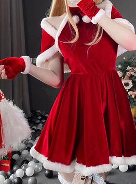 外贸圣诞节clothing 甜美少女红色圣诞裙性感圣诞连衣裙cosplaypa