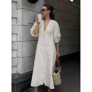 skirt waistline line dress beige neck with long