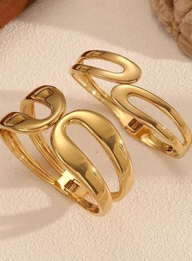 personality exaggeration 不锈钢开口bracelet 女不掉色18kgildi