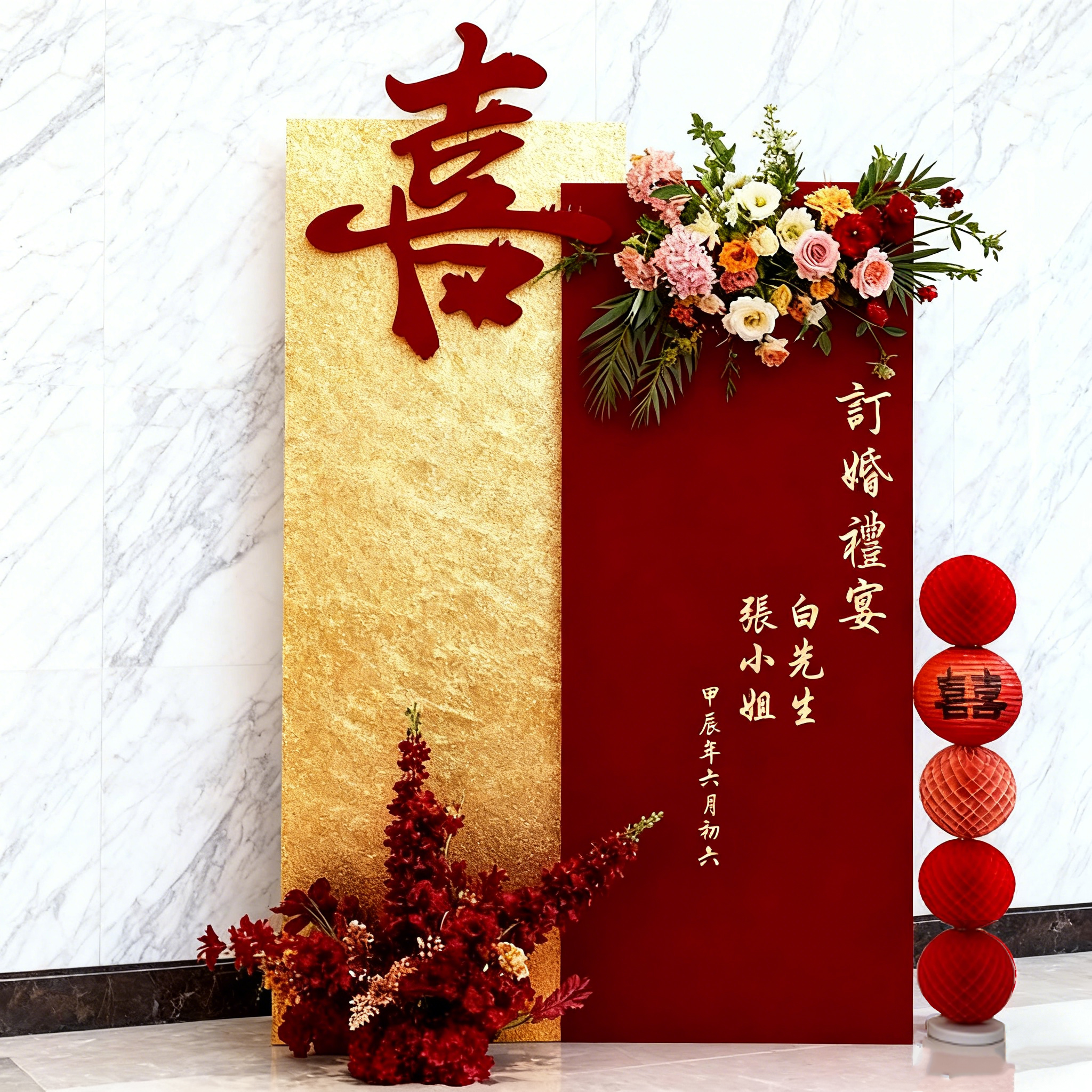 订婚装饰迎宾牌酒店门口指示牌引路牌新中式背景布置婚宴席位卡