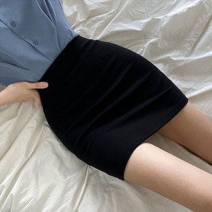 黑色包臀半身裙短款 高腰弹力紧身性感显瘦一步短裙 女夏2023年韩版