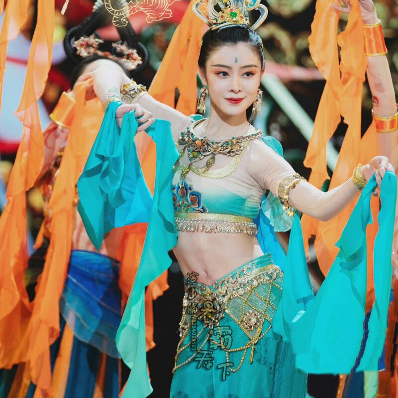 新款夏季遇见飞天古典舞蹈演出服少儿民族敦煌天女反弹琵琶表演服