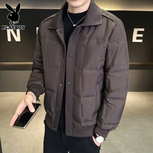 花花公子翻领轻薄羽绒服男士2026冬新款时尚休闲百搭鸭绒保暖外套