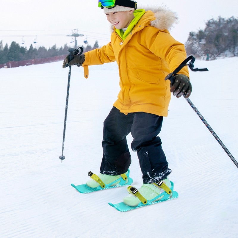 2021儿童款迷你滑雪鞋 尼龙金属扣炫彩滑雪板户外运动踏雪板雪橇