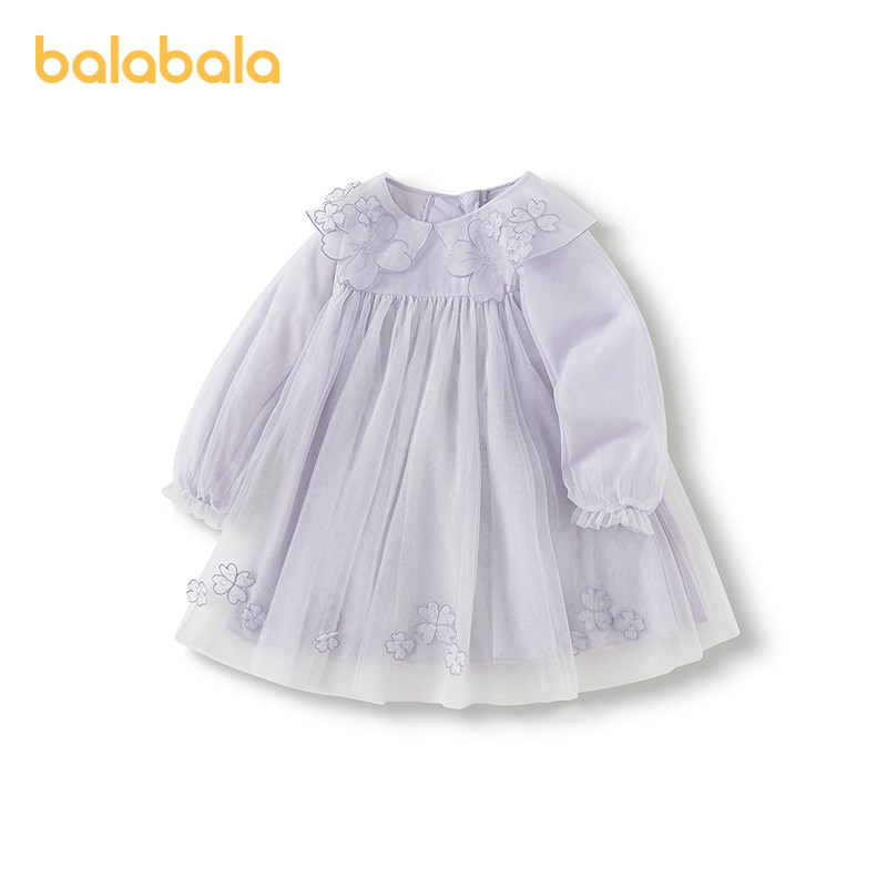 巴拉巴拉连衣裙女童高腰网纱裙子