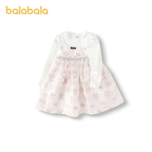 巴拉巴拉连衣裙女童高腰假两件潮