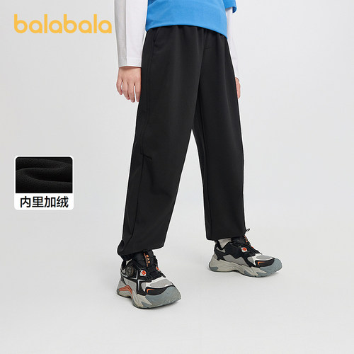 巴拉巴拉balaOne儿童长裤男童女童2025冬装新款加绒束脚裤子保暖