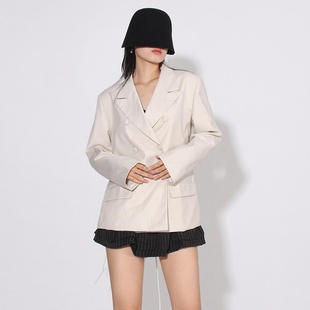 修身 显瘦西装 型 2025秋冬小个子翻领露背流苏拼接设计感修身 新款