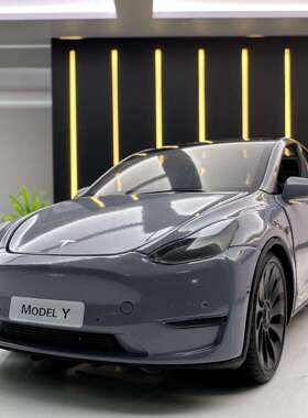 新款XLG合金1:24特斯啦MODELY车模玩具毛豆Y汽车声光模型摆件收藏
