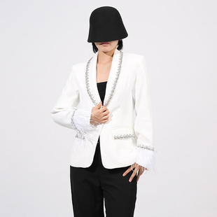 口羽毛设计显瘦高级感西装 气质西服2025秋冬纯色袖 外套女 法式 新款