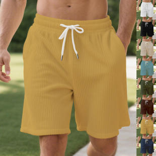 欧美灯芯绒松紧系带男式 CFT 沙滩休闲短裤 亚马逊五分跨境大码