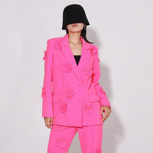 外套长袖 西装 花朵拼接气质百搭女式 欧美风小西服女高级感2025秋季