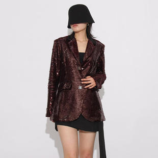 法式 西装 气质亮片长袖 高级感收腰显瘦时尚 外套女 西服2025秋季 新款
