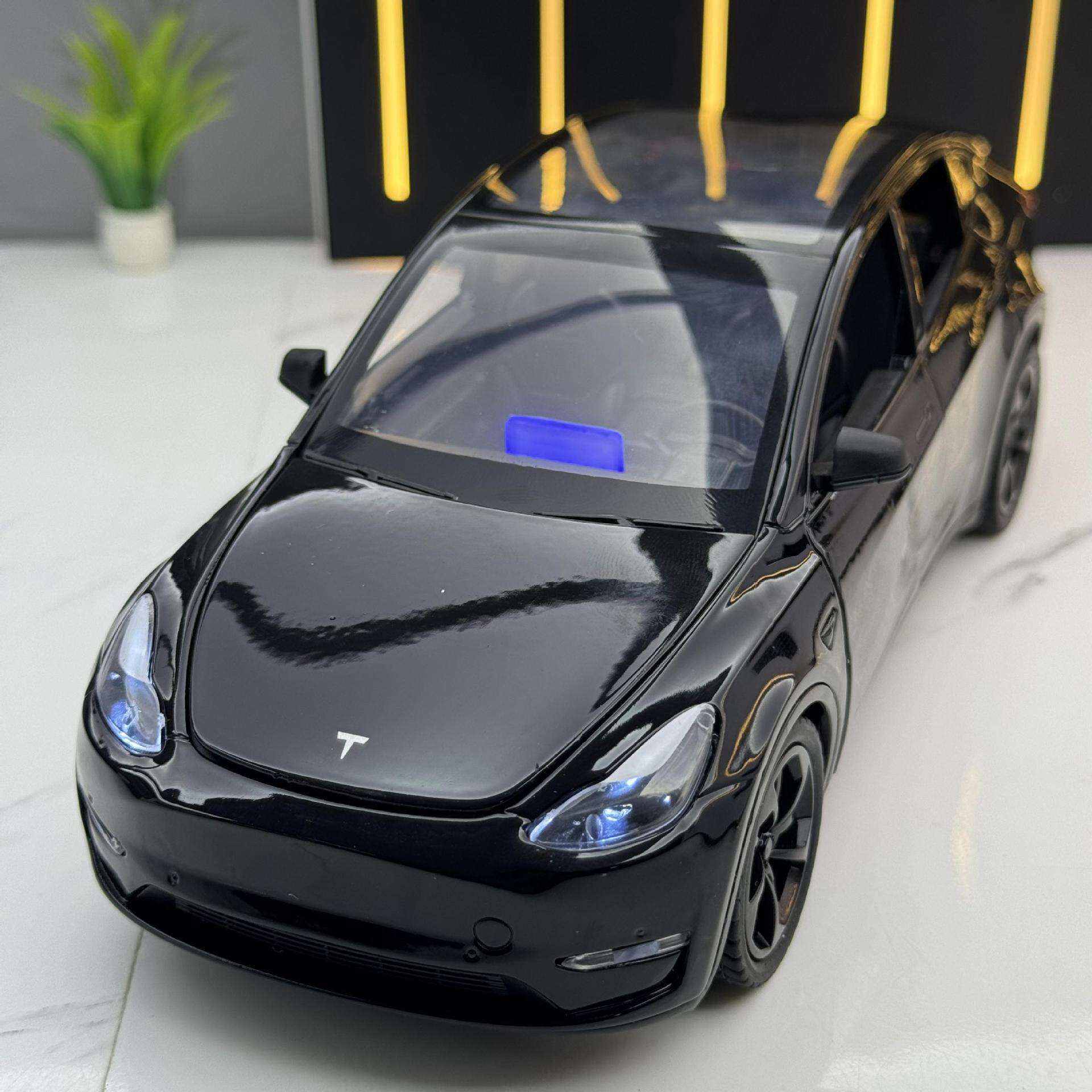 新款 新豪迪合金1:24特斯拉ModelY灯光音效玩具汽车模型摆件品