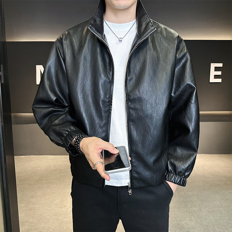 店主风皮衣男士休闲时尚百搭外套男装皮夹克B320-2510-P135,男装皮衣,电商B320