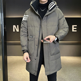 新标90绒情侣中长款羽绒服男士连帽25冬季外套男B320-896-P310，男装羽绒服，电商B320