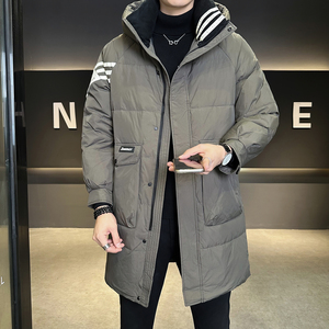 新标90绒 情侣中长款羽绒服男士连帽25冬季外套男B320-896-P310图片