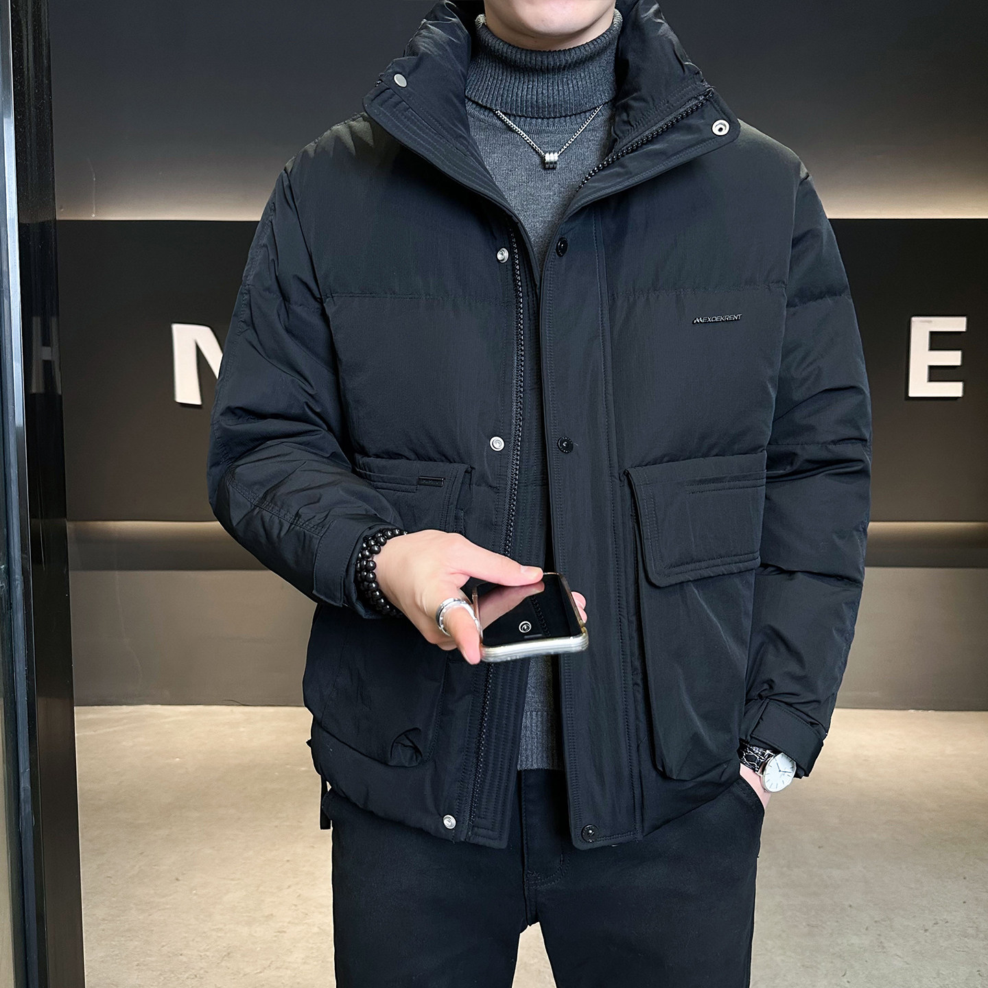 标50绒立领羽绒服男士2025新款保暖冬季外套男B320-6626-P225,男装羽绒服,电商B320
