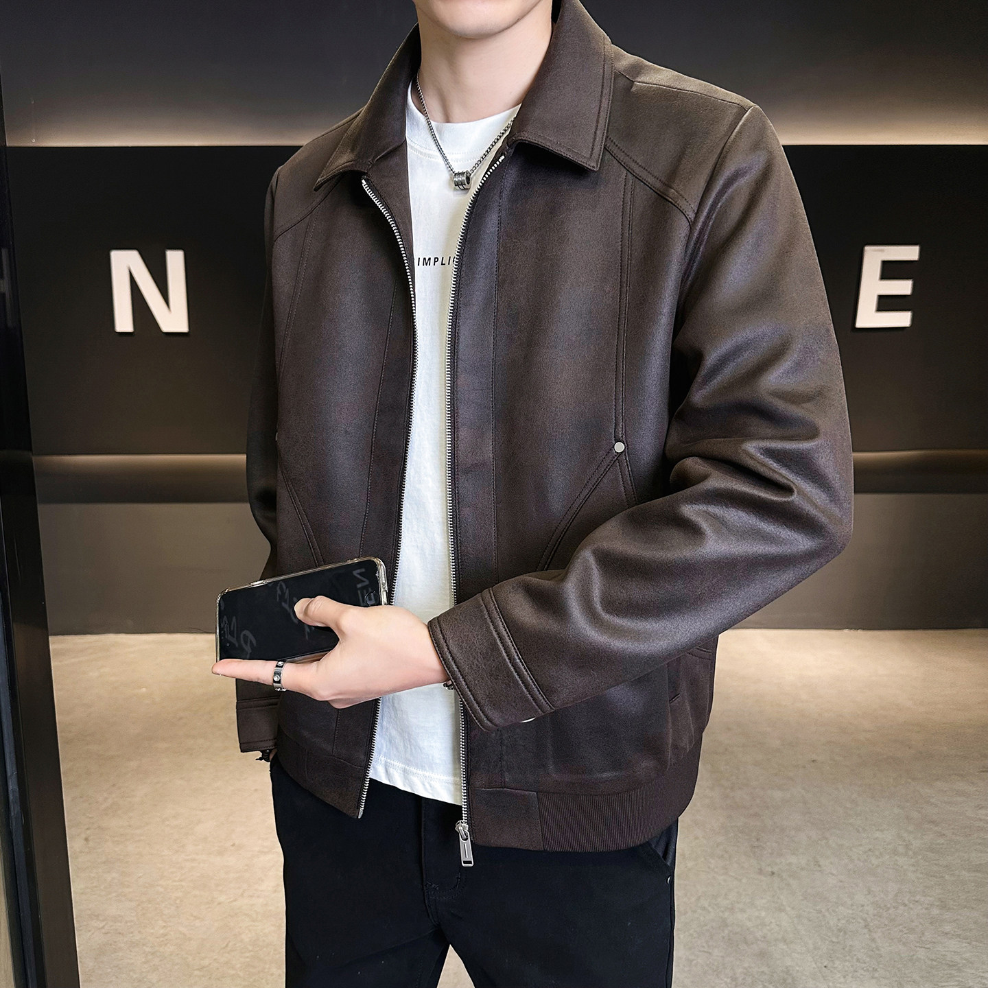 2026春季男士外套翻领麂皮绒潮牌时尚休闲夹克B320-JK8088-P140，男装夹克，电商B320