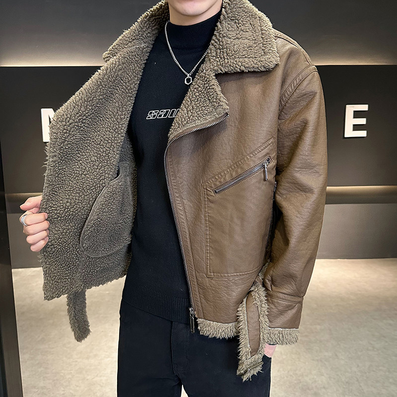店主风皮毛一体男装休闲时尚羊羔毛外套男B320-PY238-P220,女装短外套,电商B320