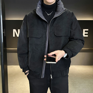 鹅绒标90绒 皮羽绒服男士双面穿外套B320-5572-P365有成衣报告图片