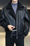 皮毛一体外滩男装2025新款休闲时尚加绒皮衣夹克男B320-3511-P225，男装夹克，电商B320