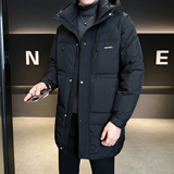 标50绒中长款连帽羽绒服男士2025新款保暖外套男B320-6623-P295，男装羽绒服，电商B320