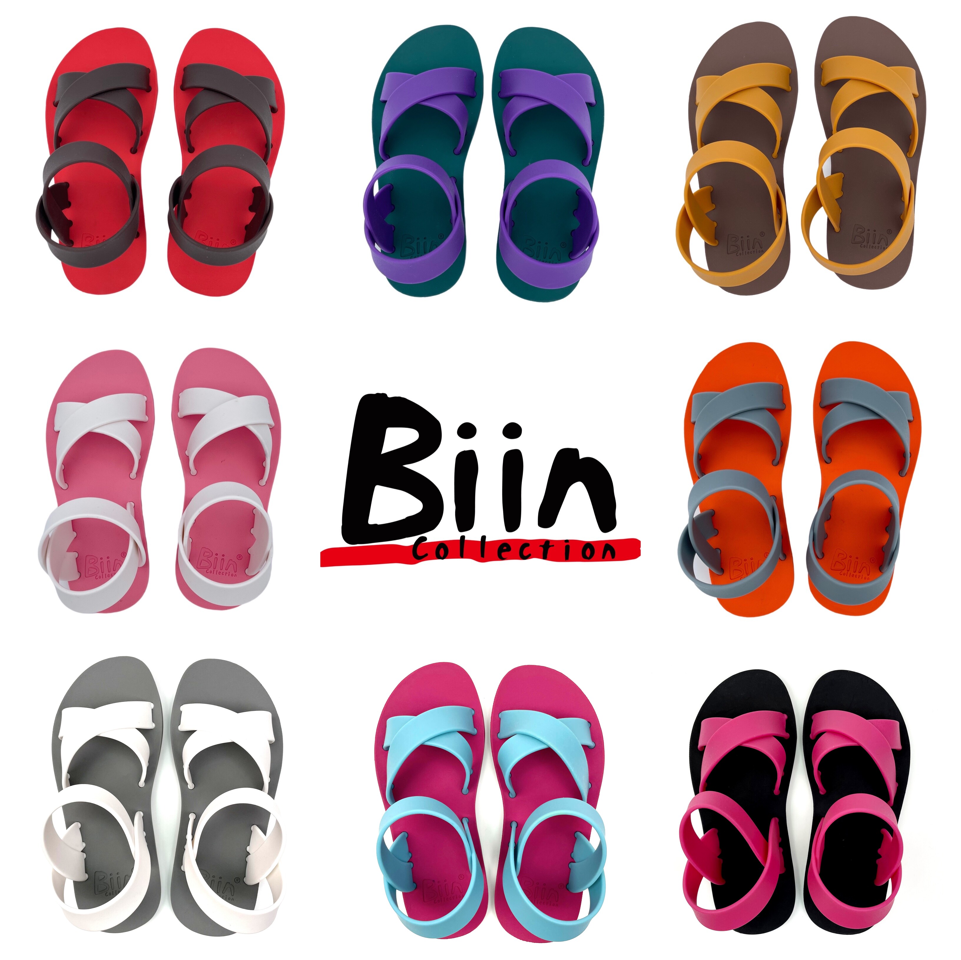 Biincollection泰国进口橡胶显瘦户外百搭舒适沙滩防滑防臭凉鞋