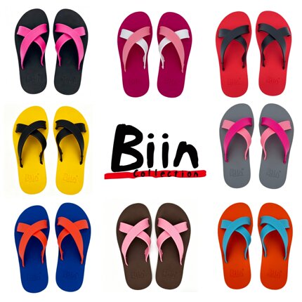 Biincollection泰国海边情侣家居外穿度假进口橡胶防滑防臭拖鞋