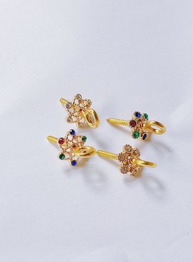 文玩玉米花托饰品镀金镶钻宝石串珠隔片花瓣手工配件配饰七百玻璃