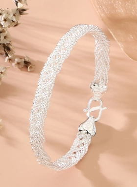 8544号足银990手工编制麻花手镯莫比乌斯手镯直播爆款