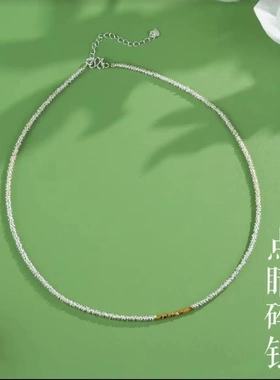 7296号足银999碎银子盘缠项链设计感新中式岁岁平安串珠手串送女