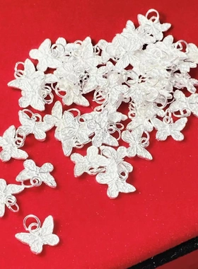 s990纯银蝴蝶吊坠DIY手工串珠编绳手链项链挂件ins风饰品配件材料