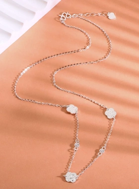 8615号足银999.9碎冰冰四叶草项链气质轻奢项链送女友爆款