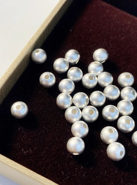 足银990古法银5MM转运珠diy手工串珠饰品隔珠磨砂银珠