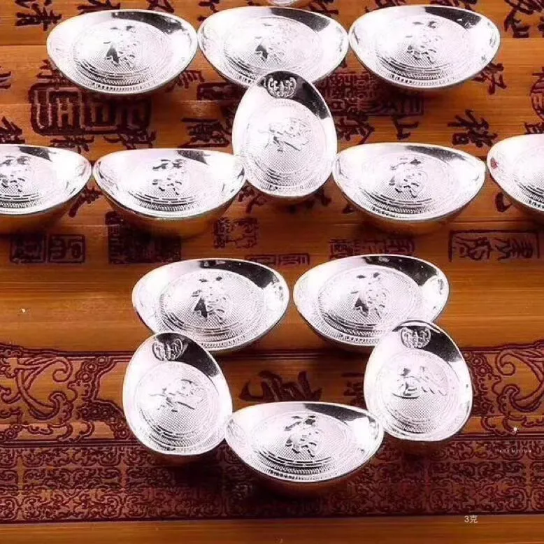 999足银1-5g元宝投资空心元宝摆件银子银锭白银礼品招财元宝家居