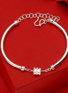 8148号足银999小众设计弯管小蛮腰环环相扣手镯ins手链直播爆款