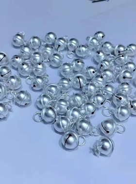 S990纯银在逃公主手链铃铛吊坠DIY项圈挂件古法银 黄金喷砂铃铛