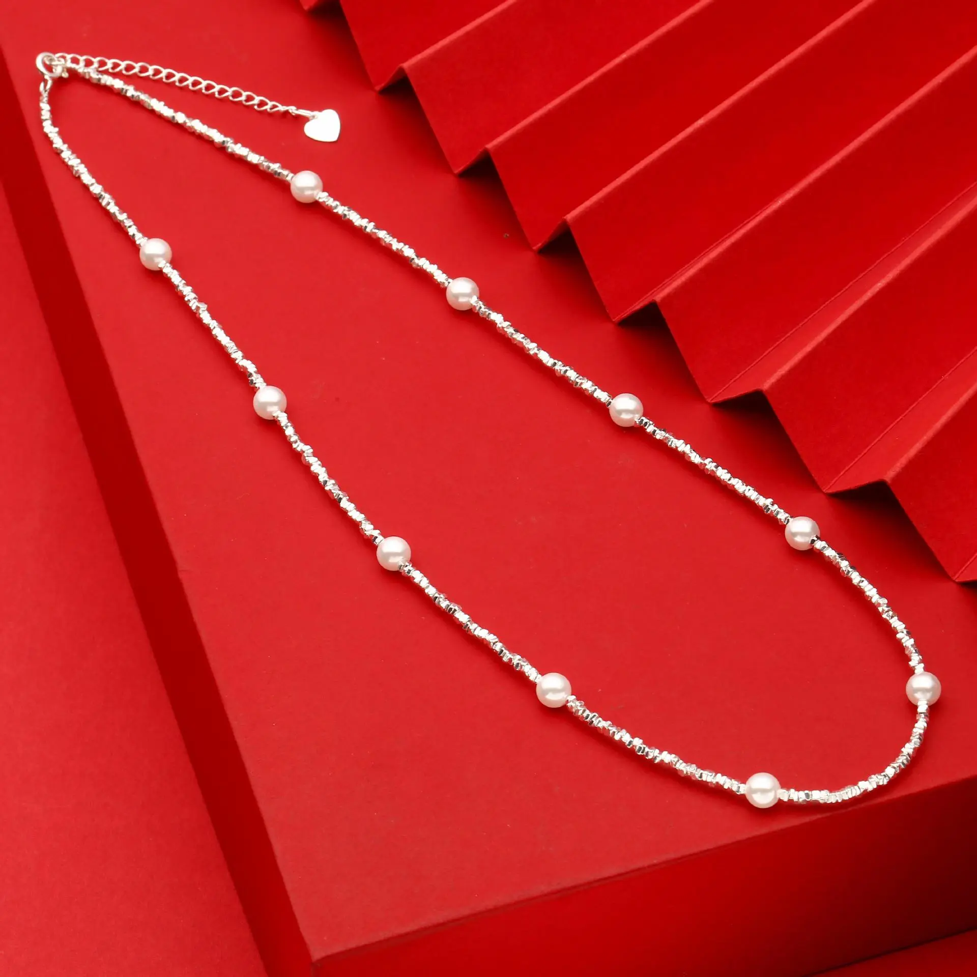 7752号足银999碎银子穿贝珠简约项链新款2025爆款轻奢小众高级感