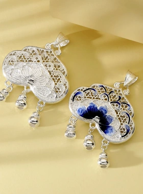 8831号足银990花丝锁珐琅荷花吊坠精致小众花丝工艺直播爆款