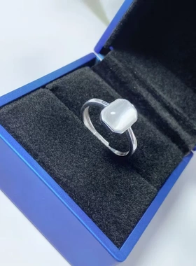 6786号 足银990猫眼方糖开口戒指小众气质高级感送妈妈女友戒指